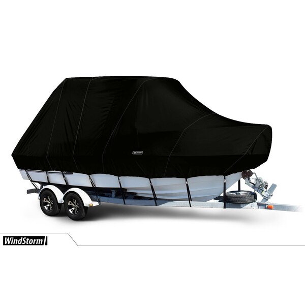 Eevelle Windstorm Boat Cover V HULL FISHING Center Console, TTop Inboard 14' 6in. L 96in. W Black WSVCCTT1496-BLK - main
